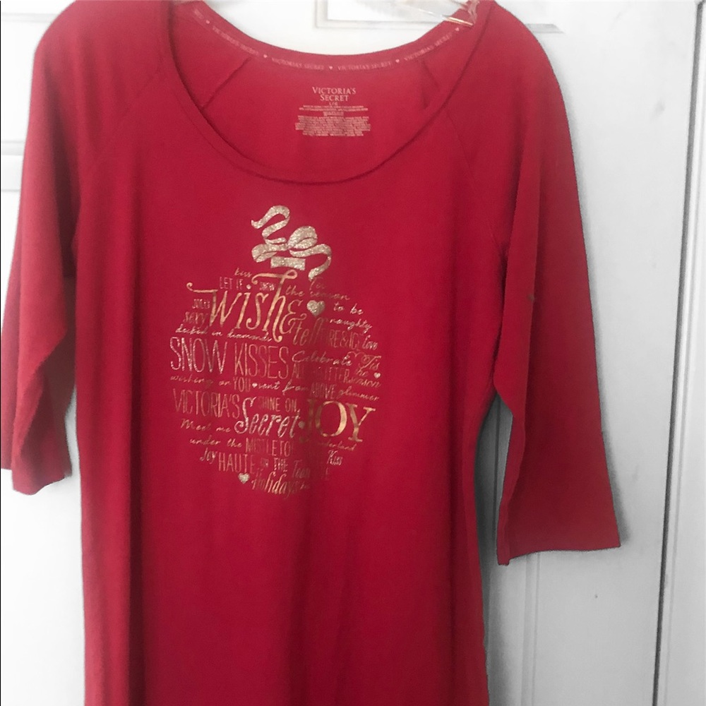 Victoria’s Secret Holiday Reddish Pink Sleep Shirt L